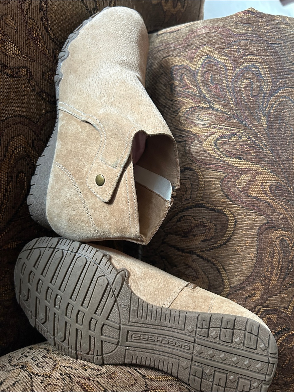 Skechers Women's Beige Suede Ankle Boots Booties - Picture 2 of 2